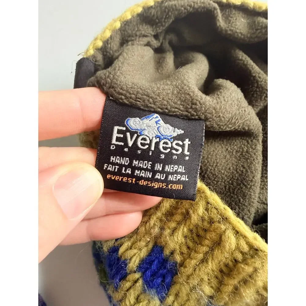 Everest Kids Wool Fleece Lined Checkered Winter Hat 5-12 years